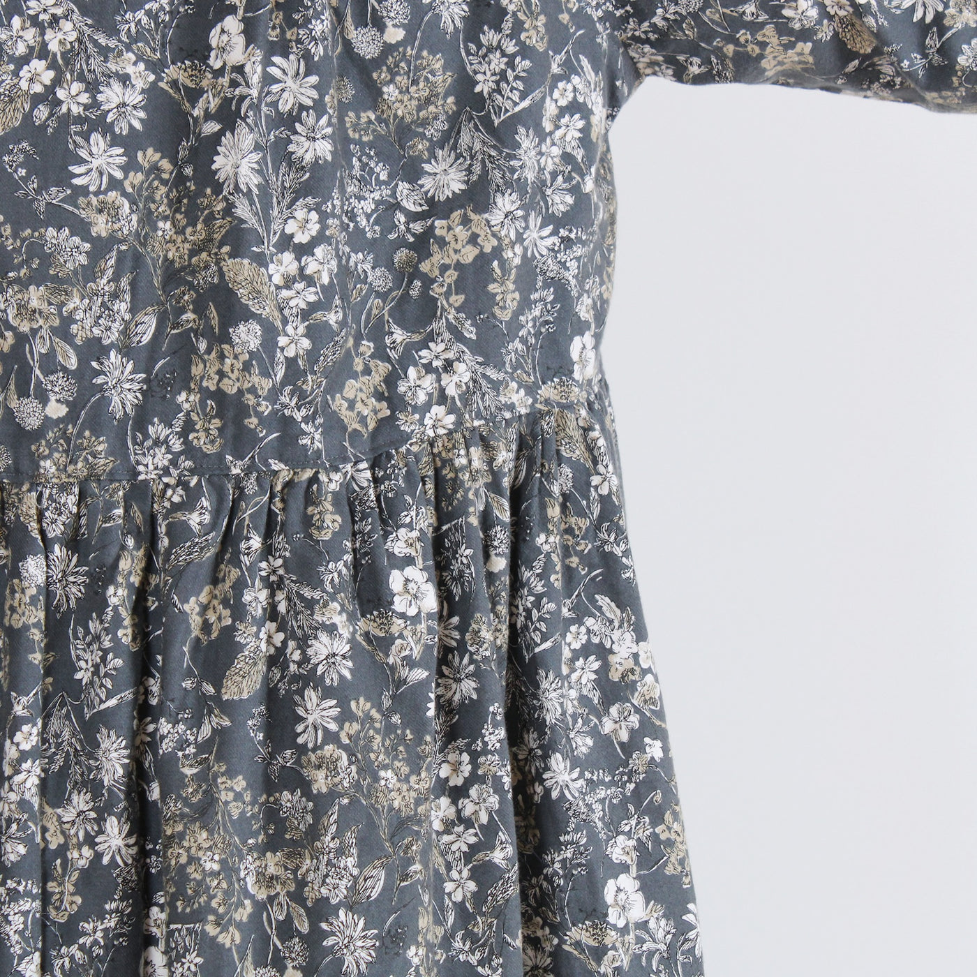 綿100% バイカラー前開き起毛ワンピース 20番手ビエラ起毛使用